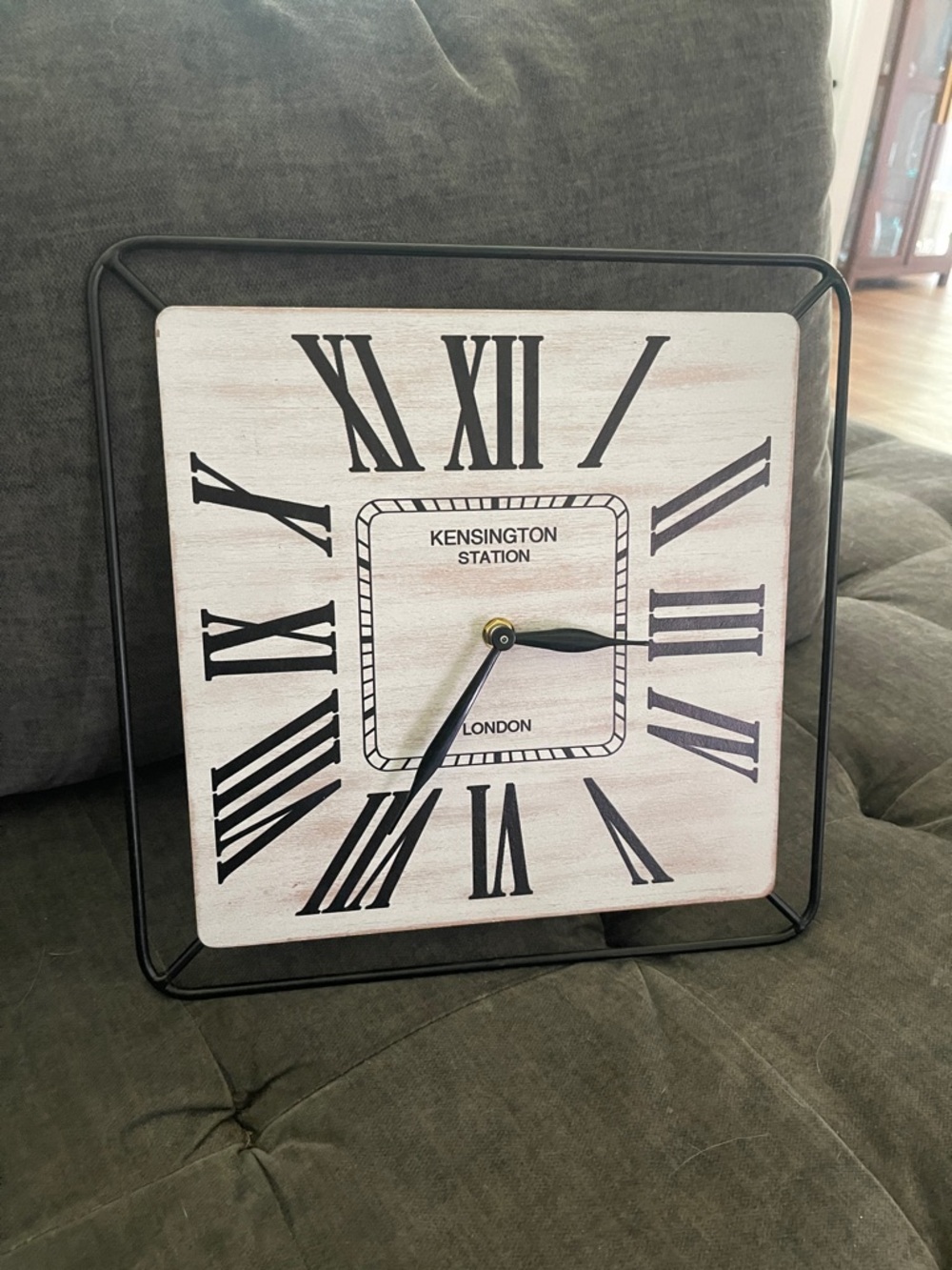 Kensington Station Square Wall Clock - White and Black